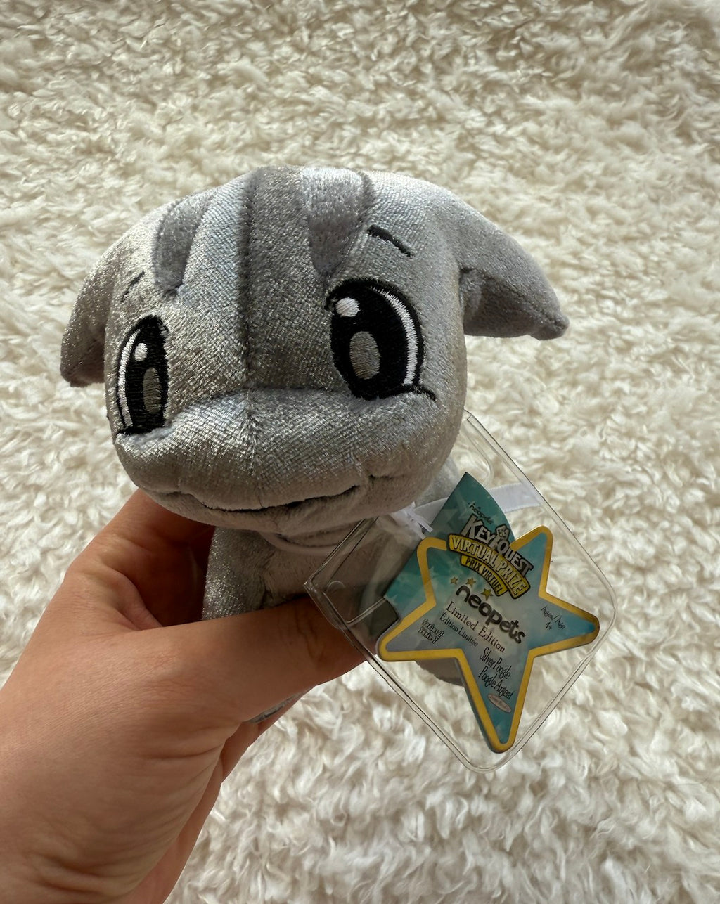 Neopets Silver Poogle Plush w/ Tag & Code
